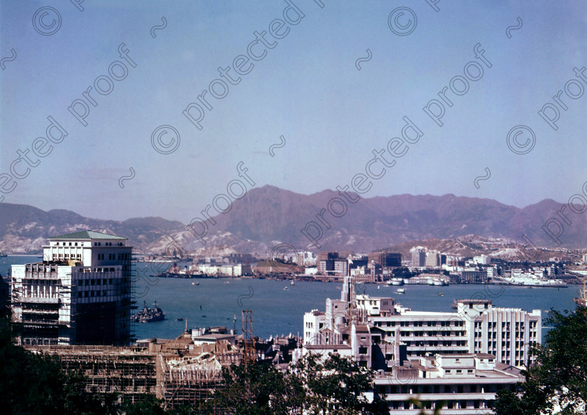 PMR.HK-10 
 Hong Kong 1958: view across the straits from the Botanical Gardens on Mount Victoria. 
 Keywords: British colonies, nostalgia, historic, island, tropics, Far East