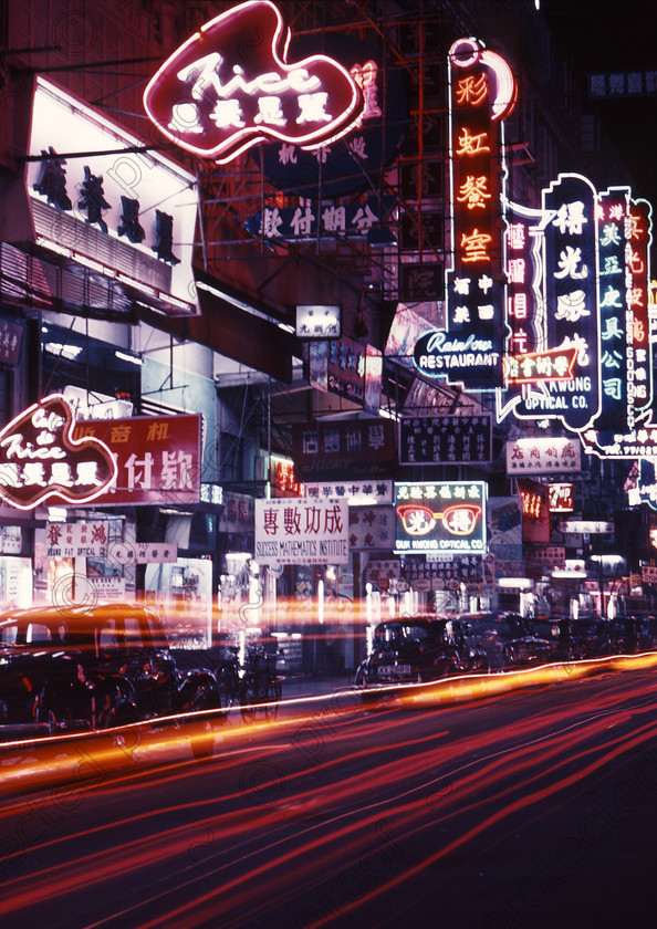 PMR.HK-12 
 Hong Kong 1958: Wanchai district at night. 
 Keywords: British colonies, nostalgia, historic, island, tropics, Far East
