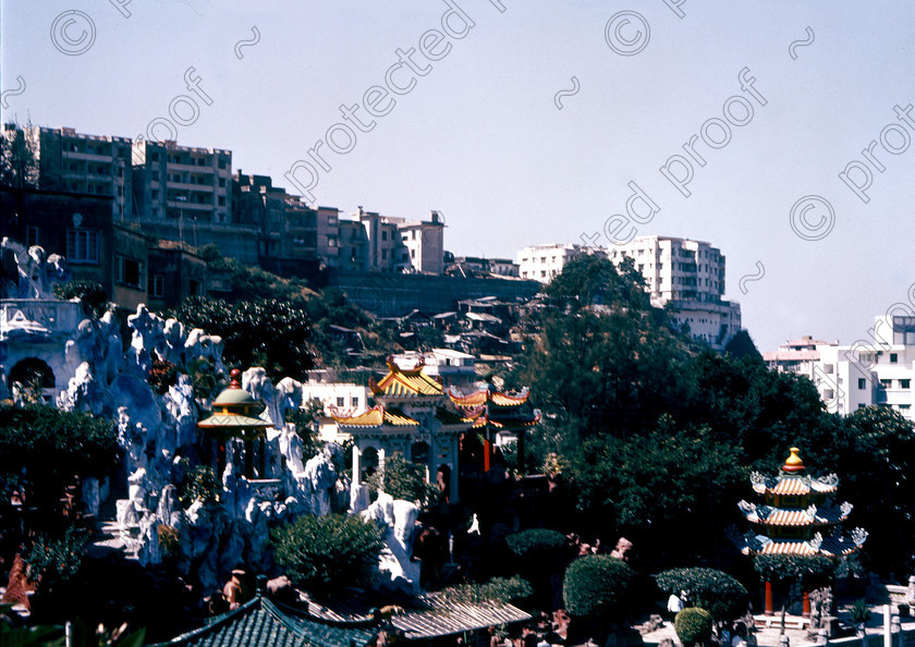 PMR.HK-39 
 Hong Kong 1958: view over Haw Par Villa (Tiger Balm Gardens), surrounded by high-density housing. 
 Keywords: British colonies, nostalgia, historic, island, tropics, Far East